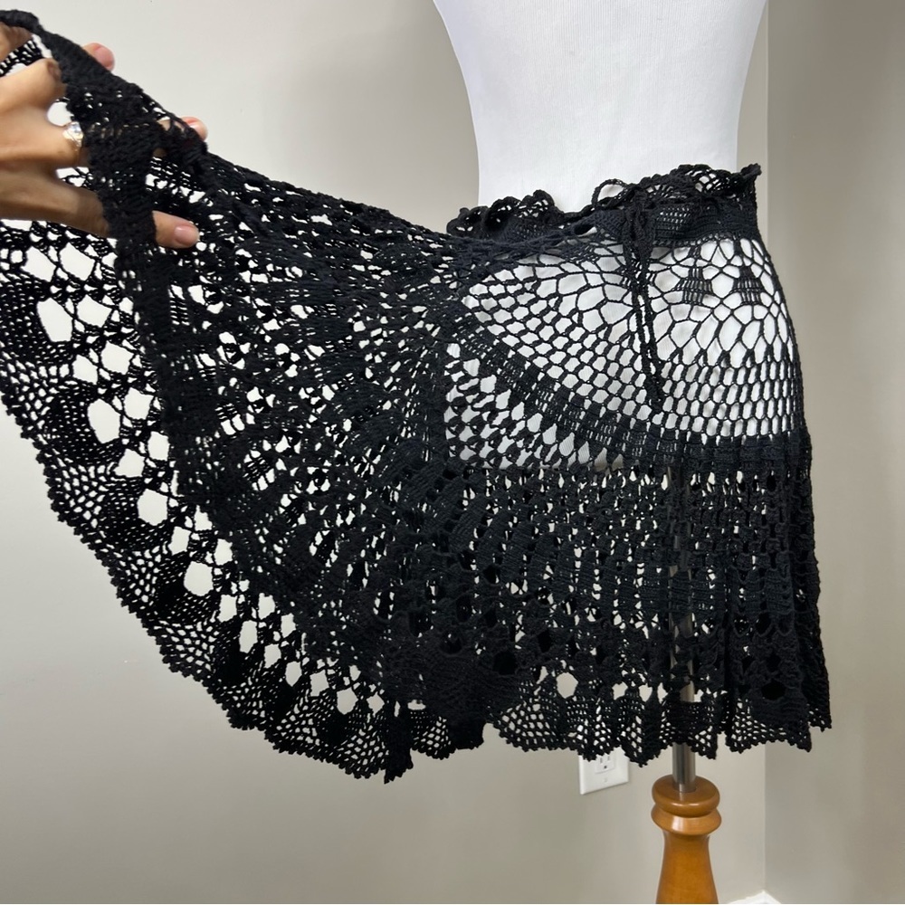 Hand crochet lace knee length skirt Sz M - Picture 3 of 8